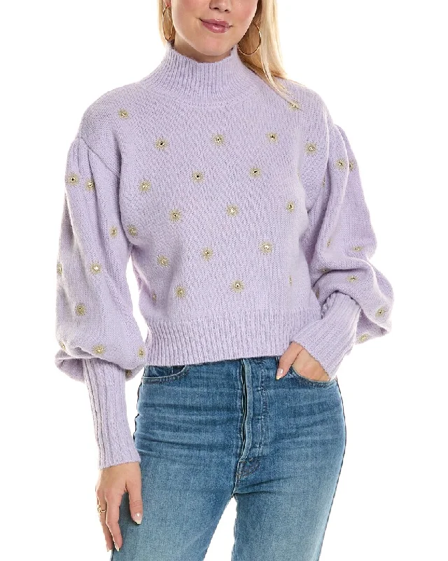 FARM Rio Mirror Embroidery Mohair & Wool-Blend Sweater