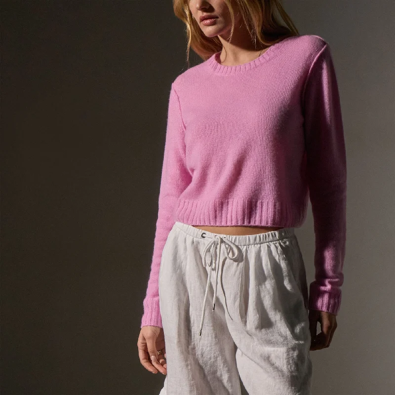 Soft Featherweight Cashmere Cropped Sweater - Blossom