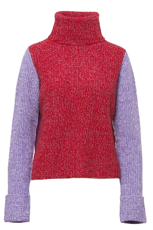 Tweed Color Block Turtleneck