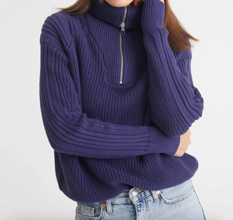 Nina 3/4 Zip Sweater In Indigo