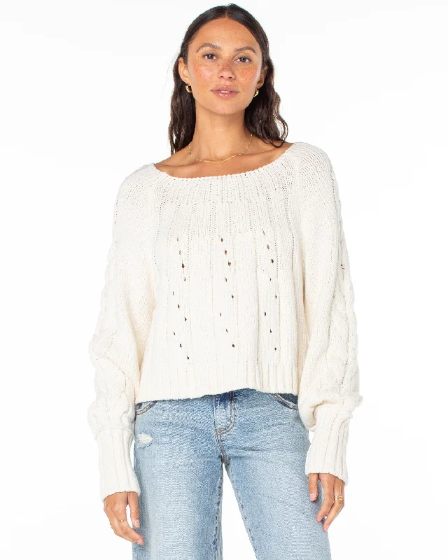 Day Dream Boat Neck Sweater - Egret