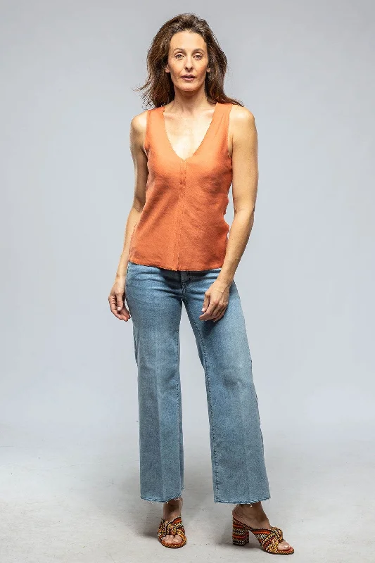 Salamanca Raw Edge Linen Tank In Persimmon