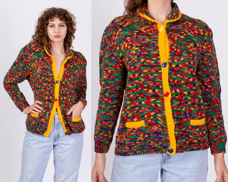 80s Rainbow Space Dye Cardigan - Medium