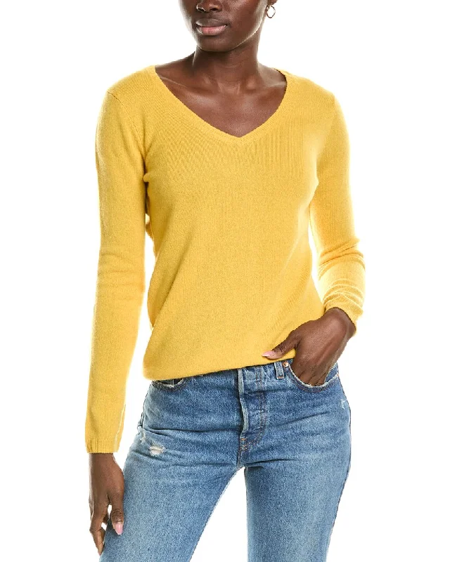 sofiacashmere Modern V-Neck Cashmere Sweater