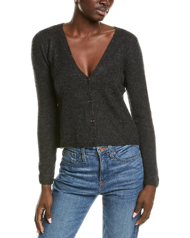 sofiacashmere Modern V-Neck Cashmere Cardigan