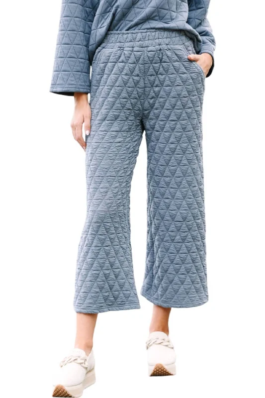 Fashion Style Vail Quilted Pants In Dusty Blue