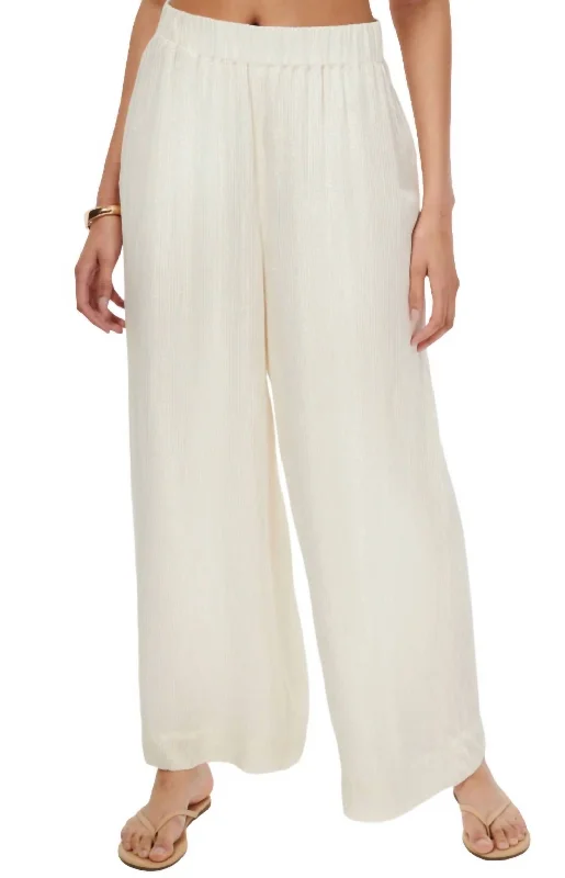 Fashionable Items Medina Metallic Chiffon Pant In White