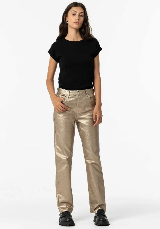 Free And Comfortable Tiffosi Amy Metallic Coated Straight Leg Jeans, Gold