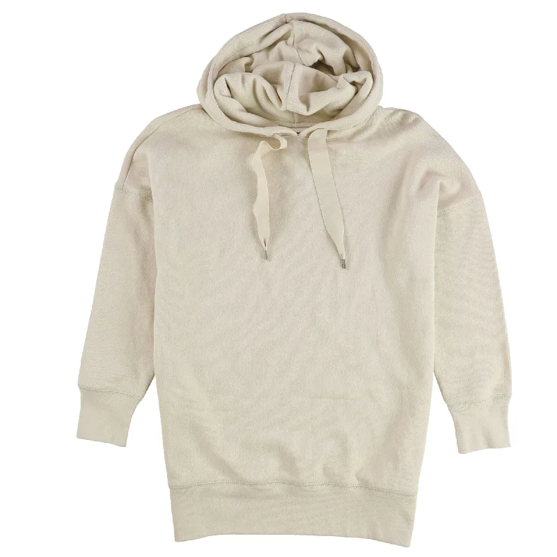 American Eagle Womens Side Zip Ribbon Hoodie Sweatshirt, Beige, Medium