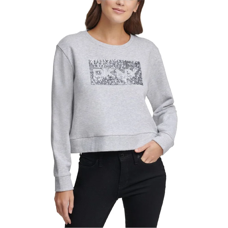 DKNY Womens Logo Sweatshirt, Grey, X-Small