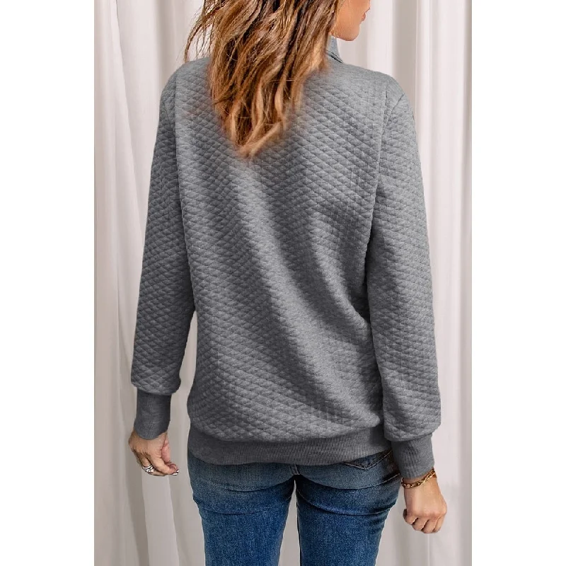 Everleigh Quilted Snap Neck Sweatshirt