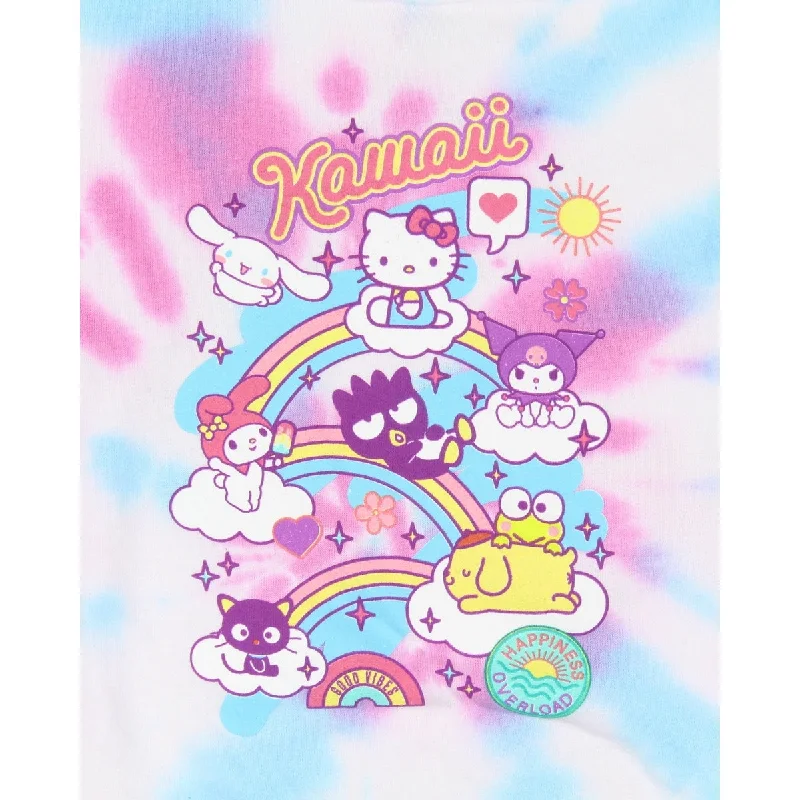 Hello Kitty Hoodie Women's Kawaii Women's Kawaii Pastel Tie-Dye Front Back Print Hoodie Kangaroo Pocket