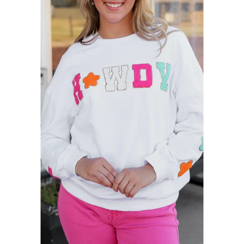 Howdy Patch Graphic Casual Sweatshirt