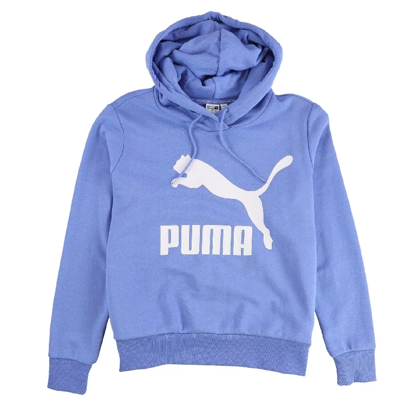 Puma Womens Classics Logo Hoodie Sweatshirt, Blue, Small