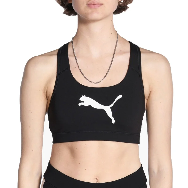 Puma Women's Training Pwr Shape Forever Logo Bra Top Black Size 10