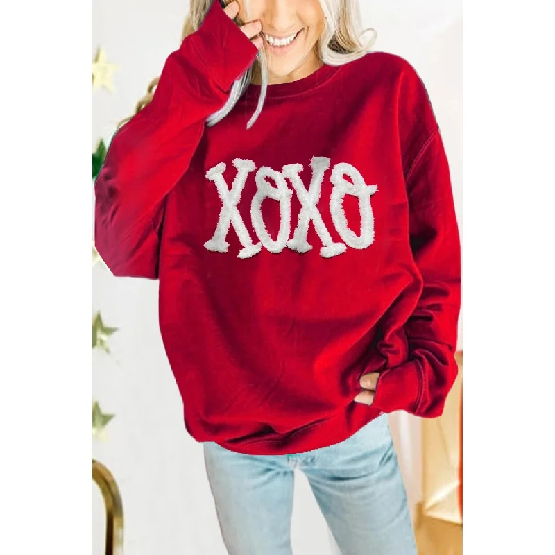 Serena Xoxo Chenille Embroidered Pullover Sweatshirt