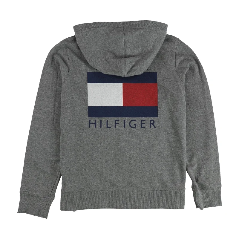 Tommy Hilfiger Womens Back Graphic Hoodie Sweatshirt, Grey, XX-Large