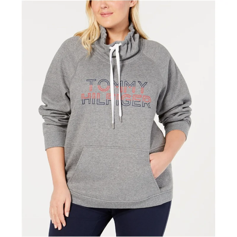 Tommy Hilfiger Womens Funnel Neck Sweatshirt, Grey, 2X