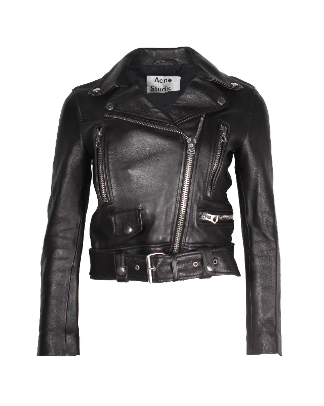 Acne Studios Mock Biker Jacket in Black Leather