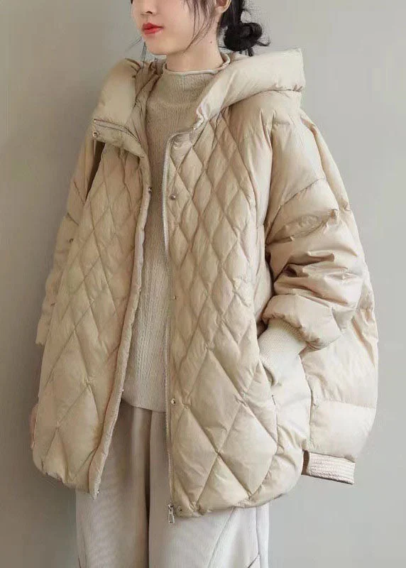 Beautiful Khaki Zip Up Casual Duck Down Winter down coat