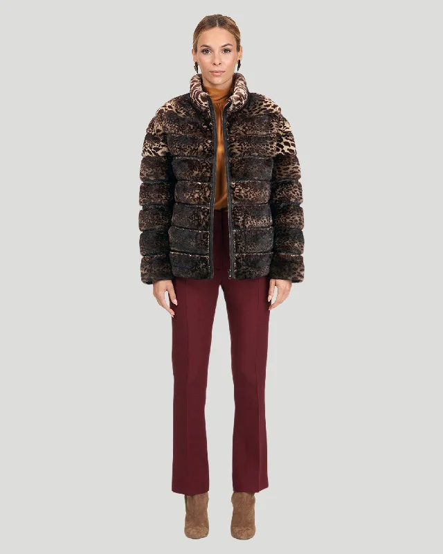 Horizontal Mink Jacket, Reversible To Down