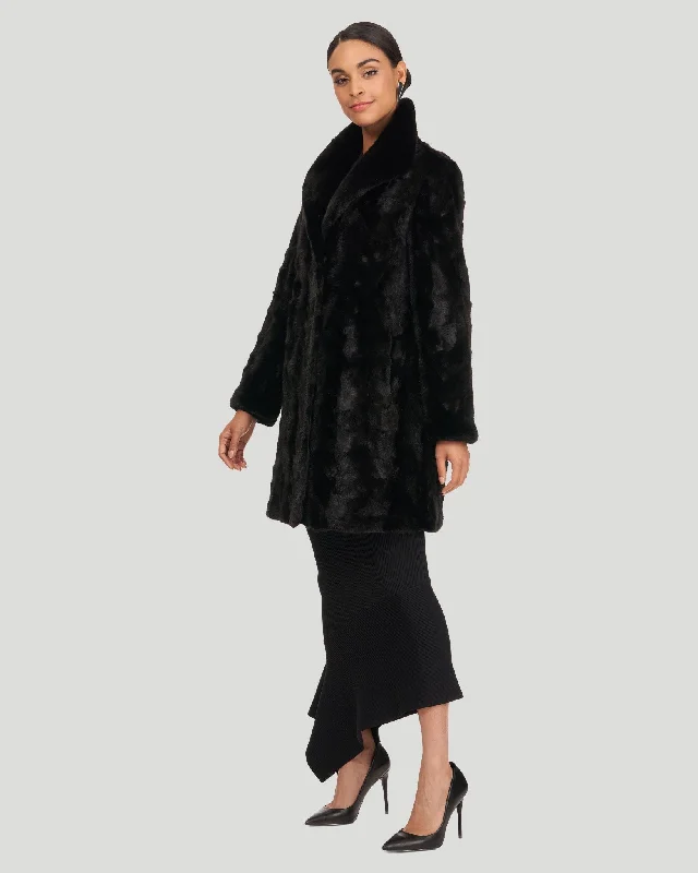 Spiritual Vitality Mink S-Cut Stroller, Short Nap Mink Collar, Reversible To Black Taffeta