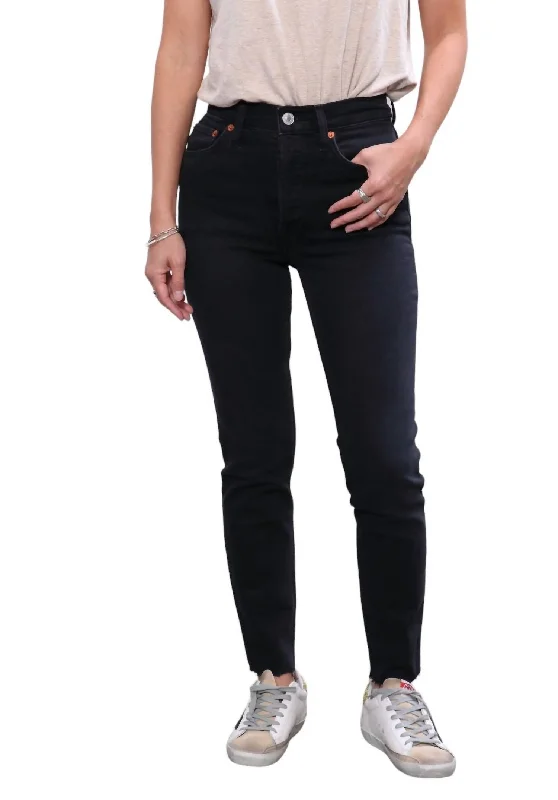 90's High Rise Ankle Jean In Faded Black