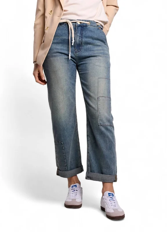 Loose Fit Cropped Jean In Vintage Blue