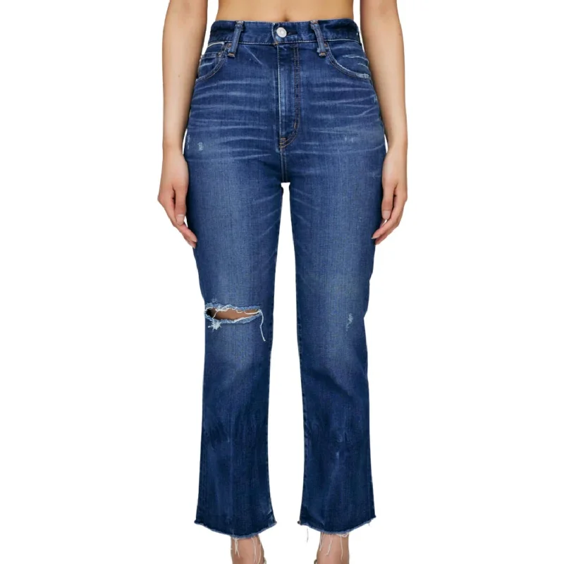 Rhode Cropped Flare Jean In Dark Blue