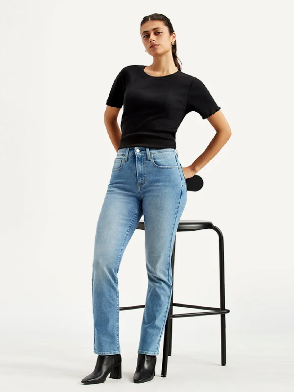 Women's High Rise 724 Slim Straight Fit Blue Jeans