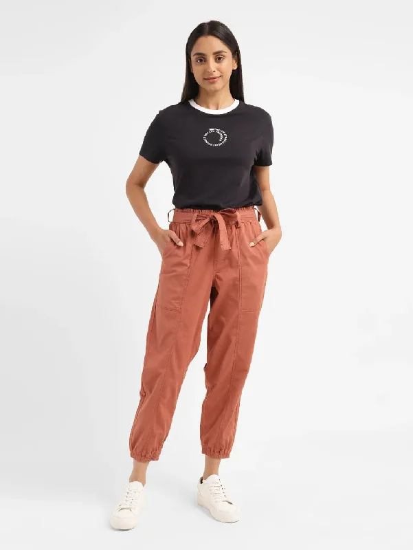 Women's High Rise Rust Regular Fit Joggers