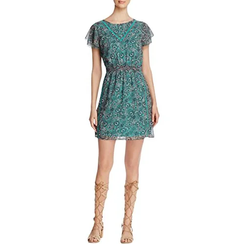 Finity Printed Flutter Sleeve Dress