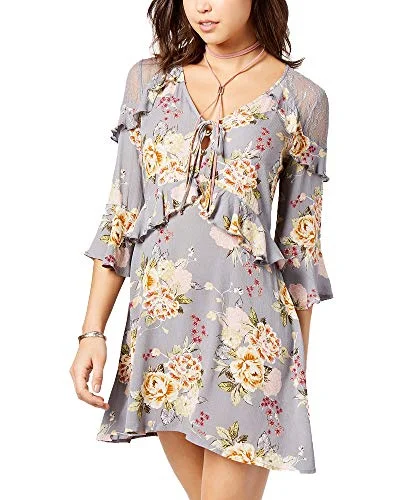 Juniors' Floral-Print Ruffled Dress