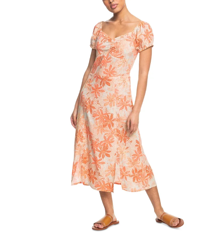 Juniors' Soul Values Again Floral-Print Ruched-Back Midi Dress