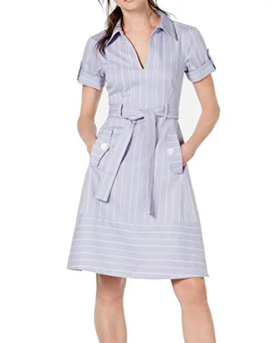 Striped Belted Shirtdress