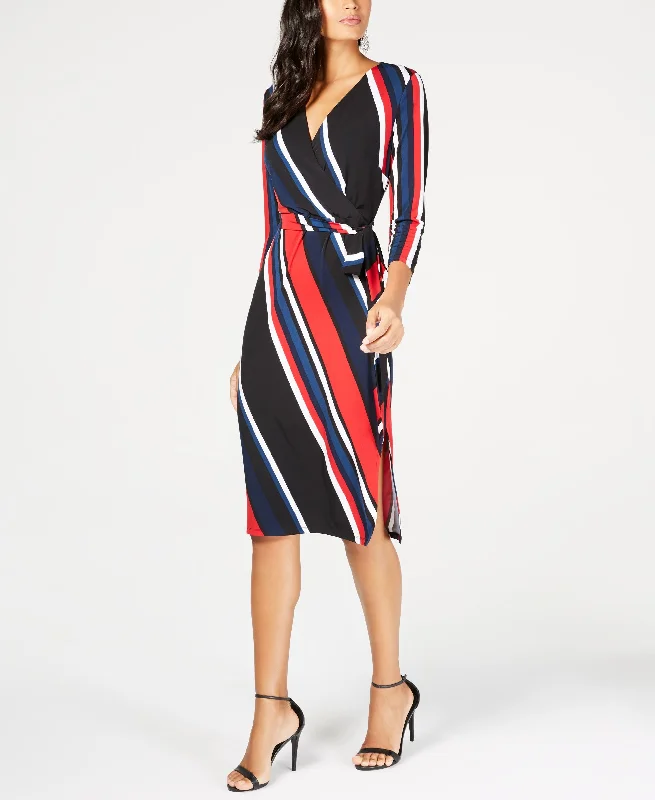 Striped Faux Wrap Dress