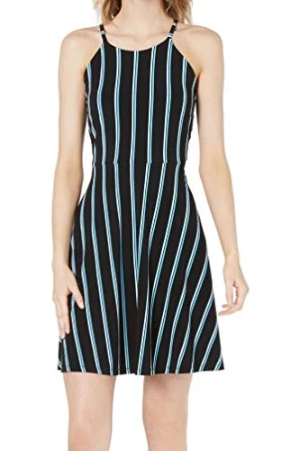 Striped Halter Fit & Flare Dress