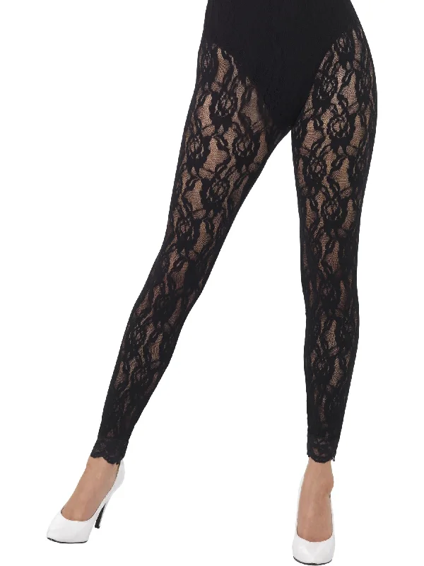 80s Lace Leggings, Black