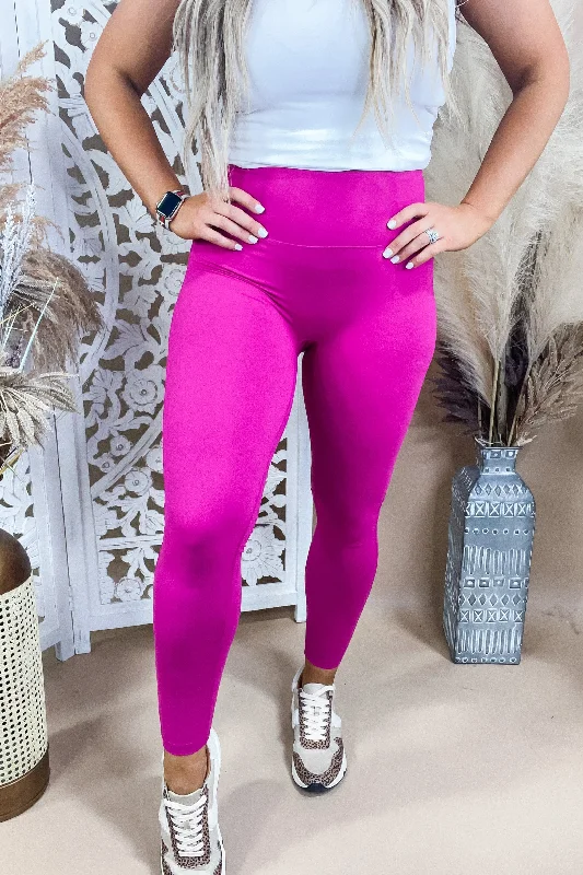 Have No Fear - Buttery Soft Leggings - Seamless Front {Rasberry}