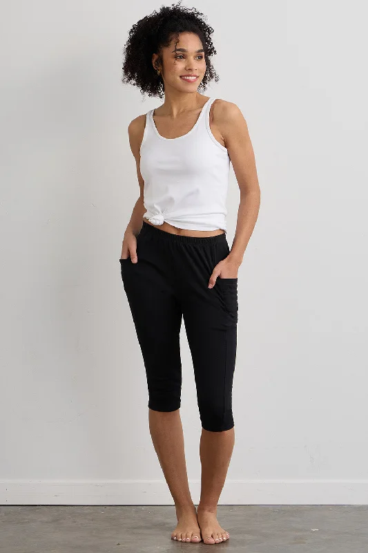 Women's Organic 100% Cotton Capri Leggings with Pockets