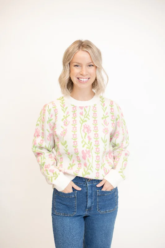 Floral Detail Sweater - Ivory