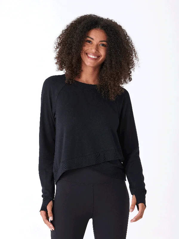 Halle Feather Fleece Crossover Hem Top