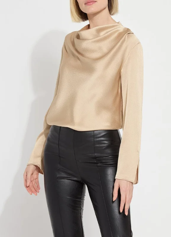 High Cowl Neck Blouse - Light Nutshell