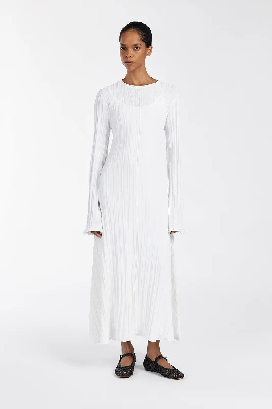 SYLVIA OFF WHITE KNIT MIDI DRESS