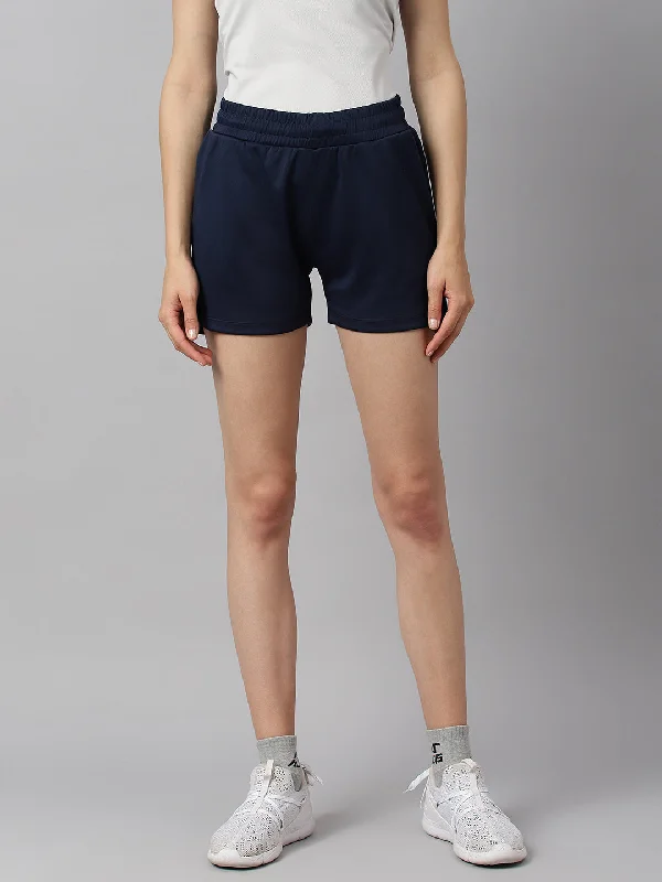 Alcis Women Navy Anti-Static Soft-Touch Slim-Fit Train All-Day Sustainable Shorts