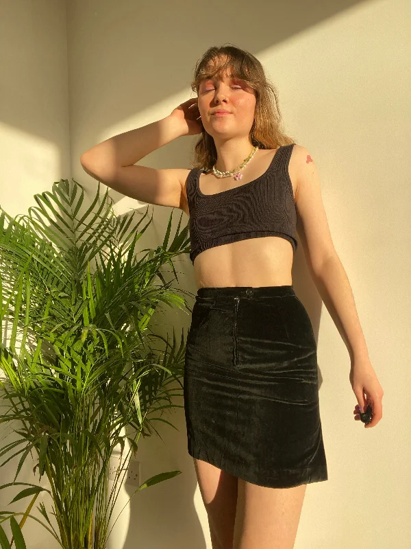 Vintage Black Velvet Skirt