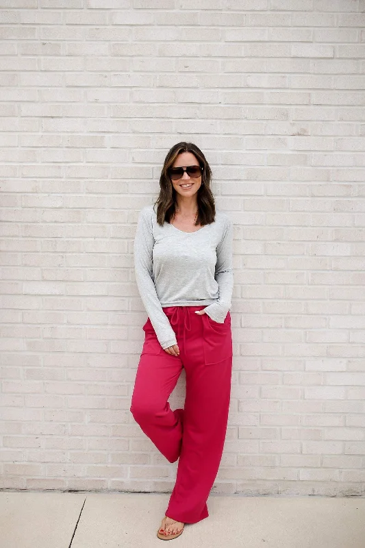 ASC Weekend Ready French Terry Lounge Pants- Fuchsia