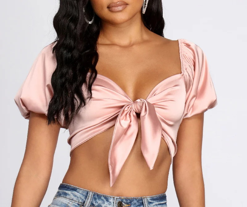 Feelin' Sassy Satin Crop Top