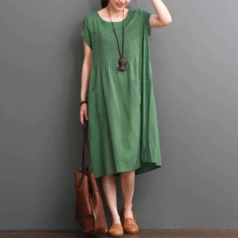 Green Summer Cotton Dress Plus Size Cotton Maxi Dresses ( Limited Stock)