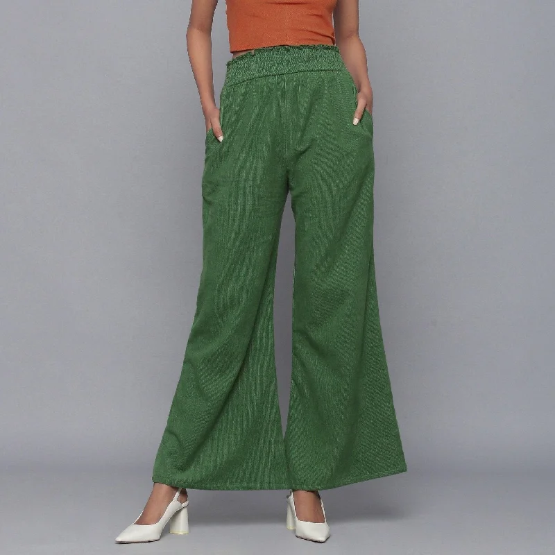 Green Warm Cotton Corduroy High-Rise Bootcut Pant